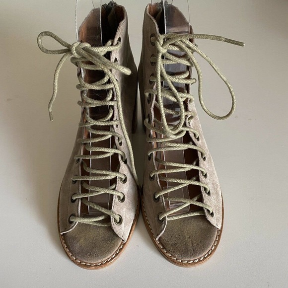 Jeffrey Campbell Cors Lace Up Bootie Sandal Gray Suede Corset Block Heel… - Picture 3 of 10